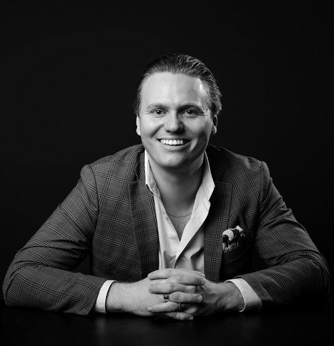 Black and white portrait of Hotel Manager 25hours Hotel The Olympia