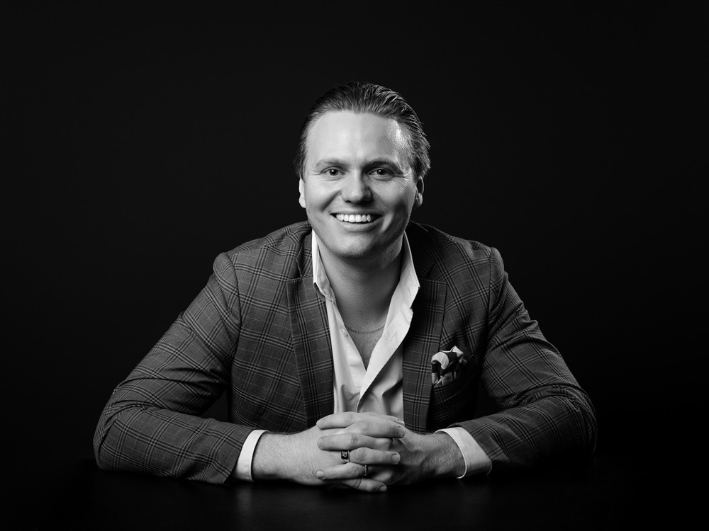 Black white portrait of 25hours Hotel The Olympia General Manager
